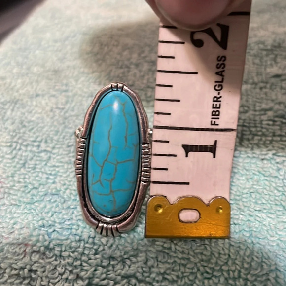 Adjustable turquoise and metal ring. - Picture 5 of 5